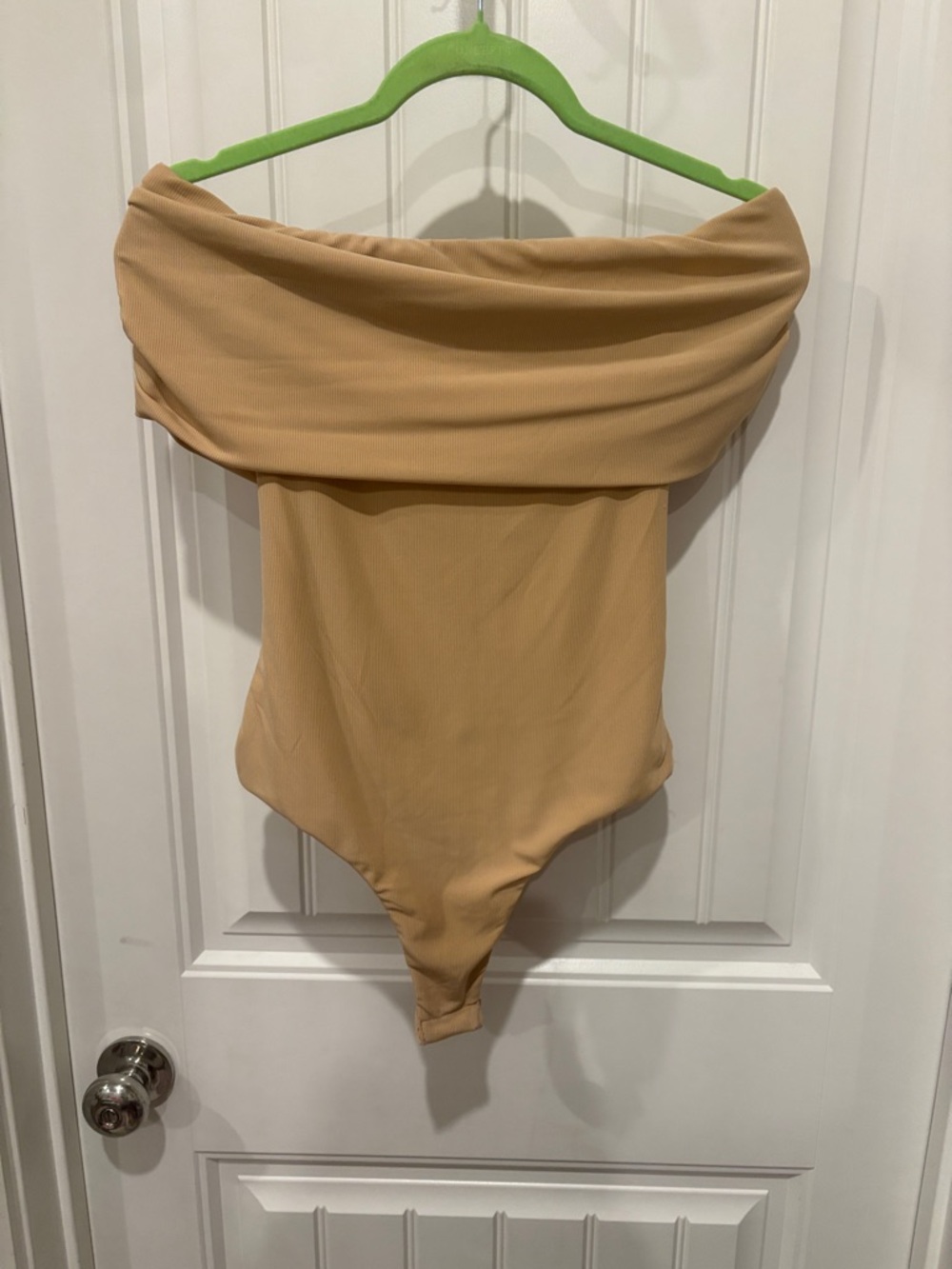AFRM Tan Off-Shoulder Bodysuit